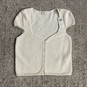 Abercrombie & Fitch Crochet Button-Through Top Women's Size Medium Cap Sleeve